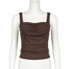 Sleeveless ruched solid backless cami top