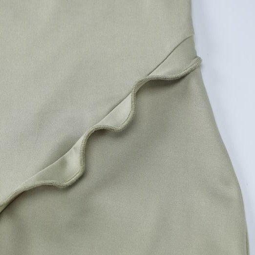 V neck ruffle backless irregular cami midi dress