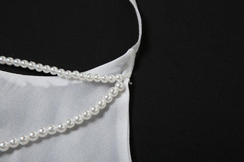 Halter beaded backless solid top