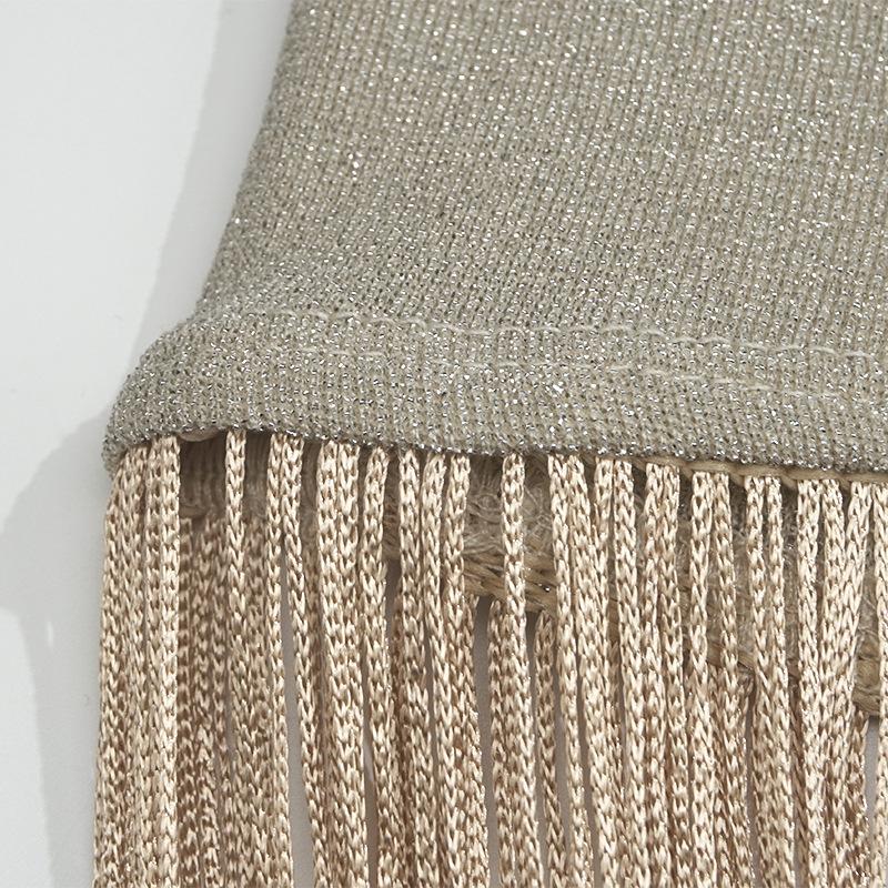 Glitter square neck tassels cami maxi dress