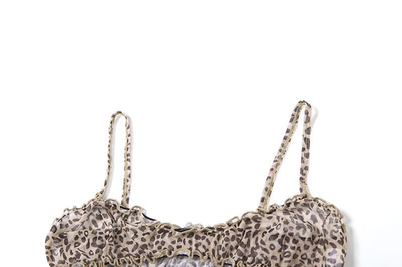 Leopard print ruffle ruched crop pant set