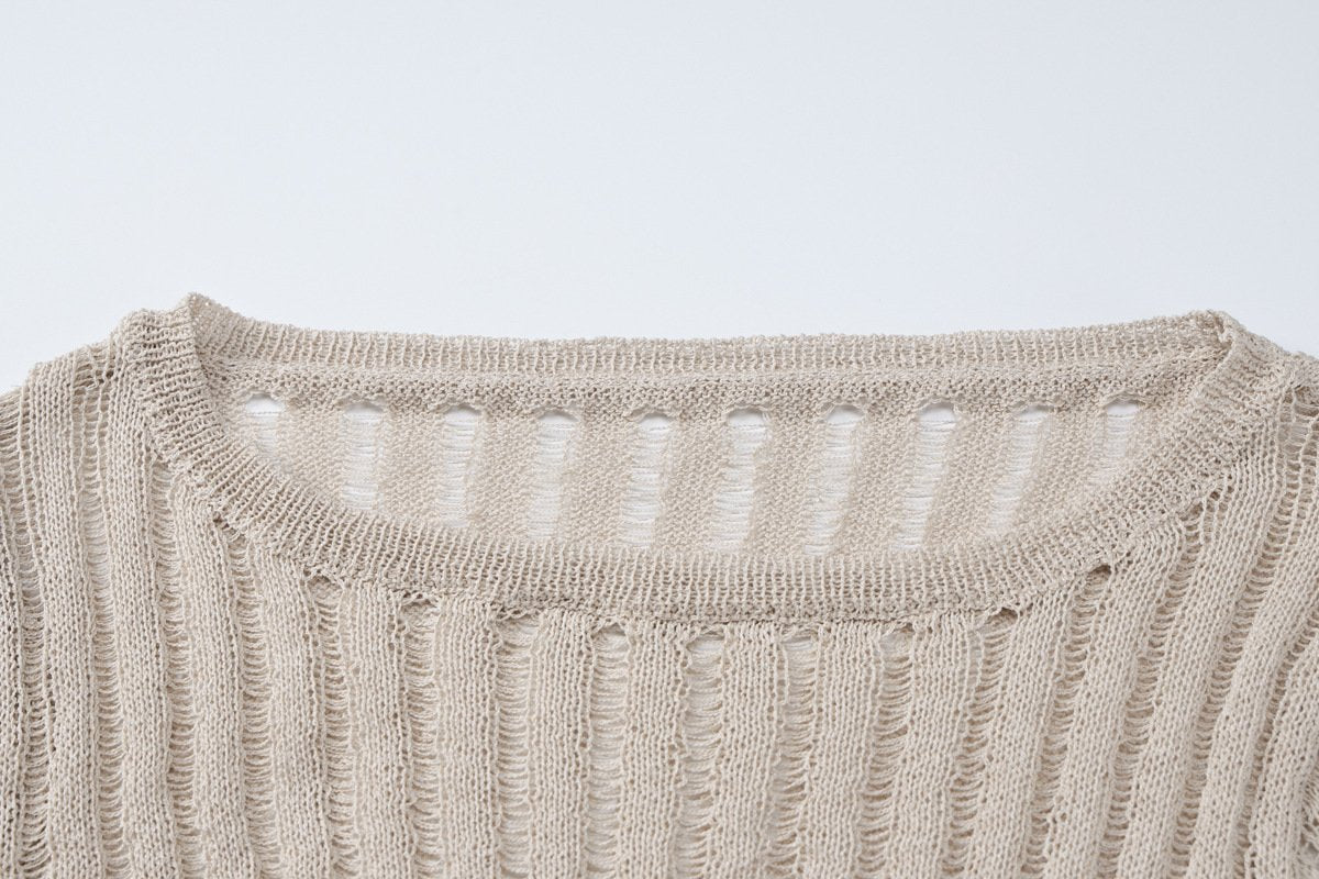 Long sleeve u neck knitted solid top