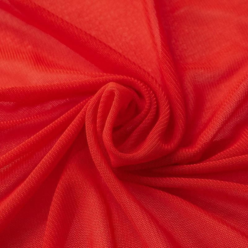 Sheer mesh see through knotted hollow out slit maxi dress  | red tango dress  | samba dress
