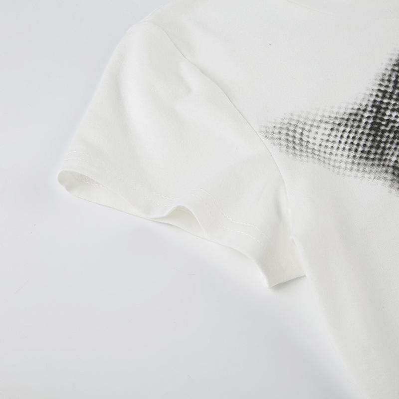 Short sleeve crewneck cat print top