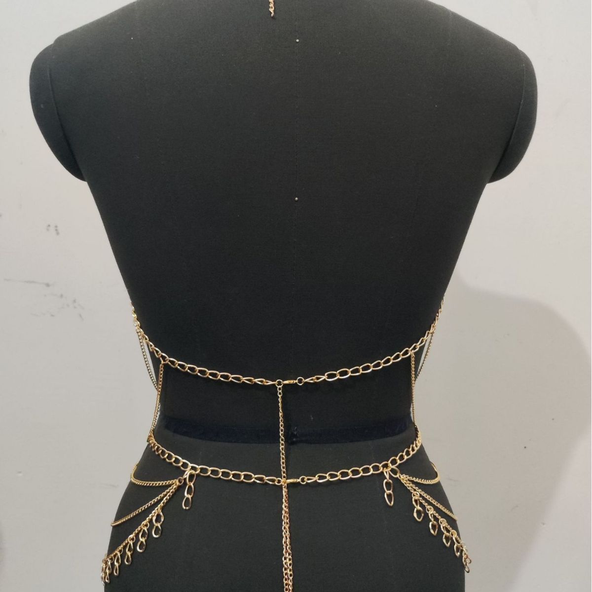Halter metal chain hollow out top