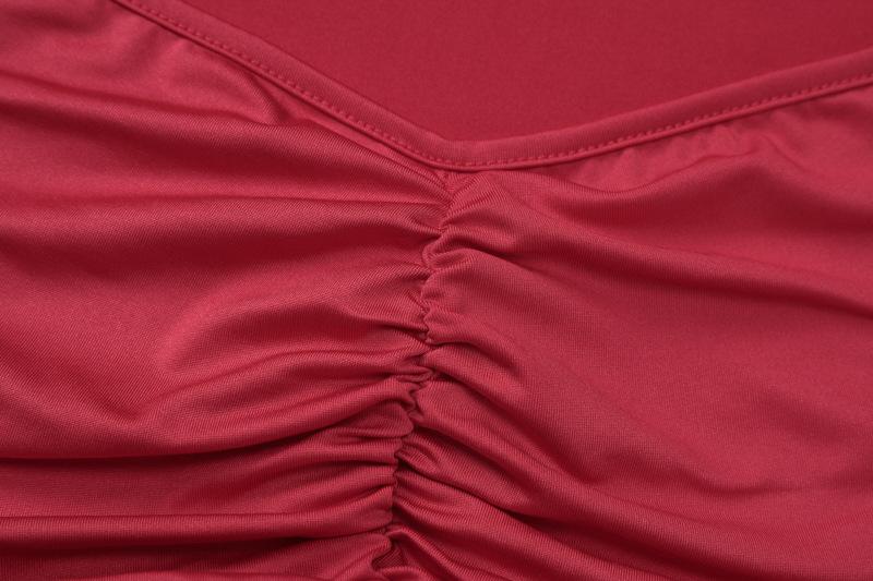 Rose applique ruched ruffle knotted cami mini dress  | red tango dress