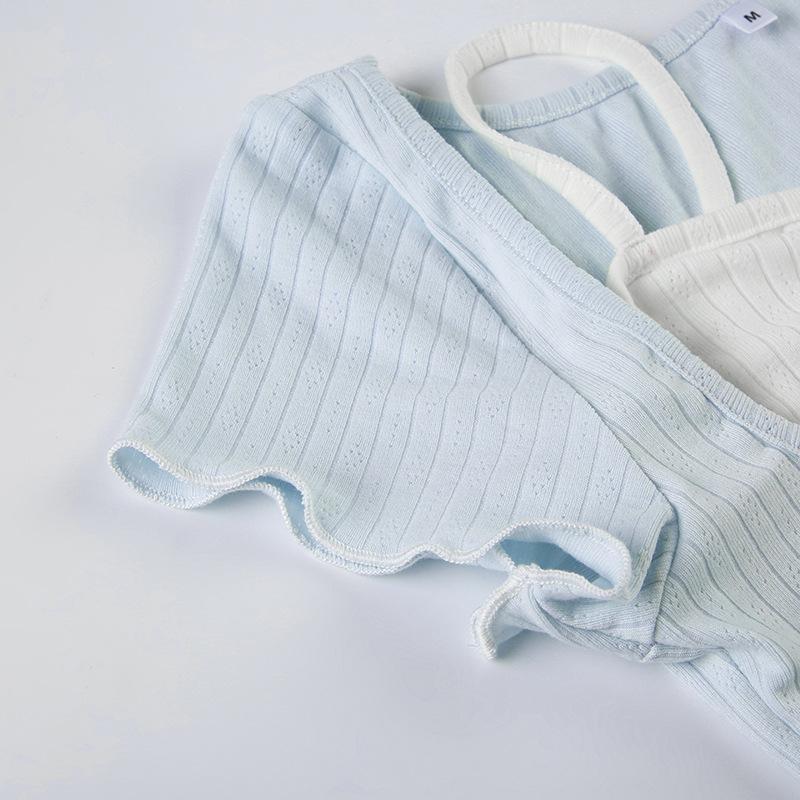 Short sleeve patchwork ruched ruffle top