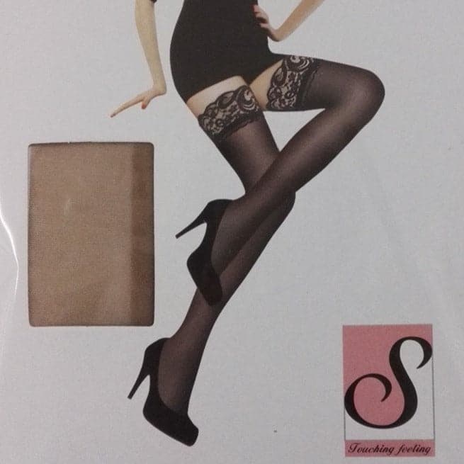 Solid lace mesh thigh high socks