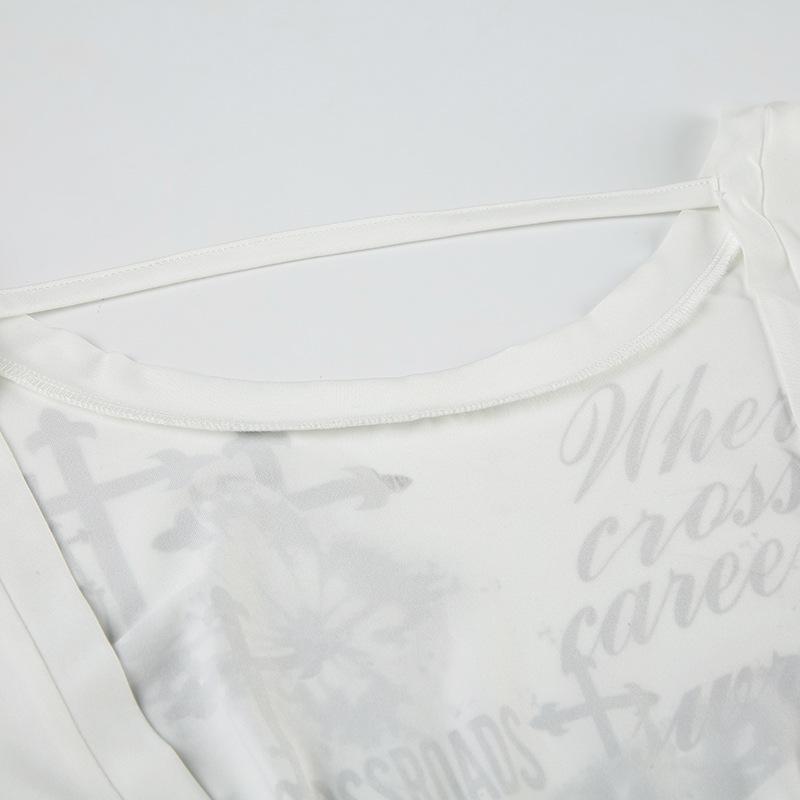 Long sleeve butterfly print backless top