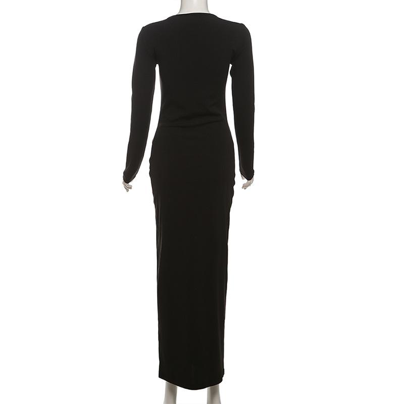 Long sleeve hollow out maxi dress