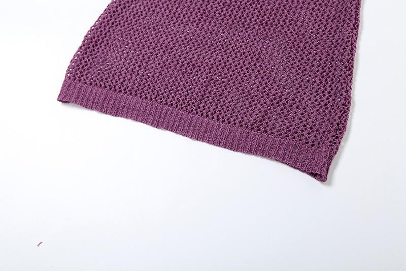U neck knitted hollow out solid cami top