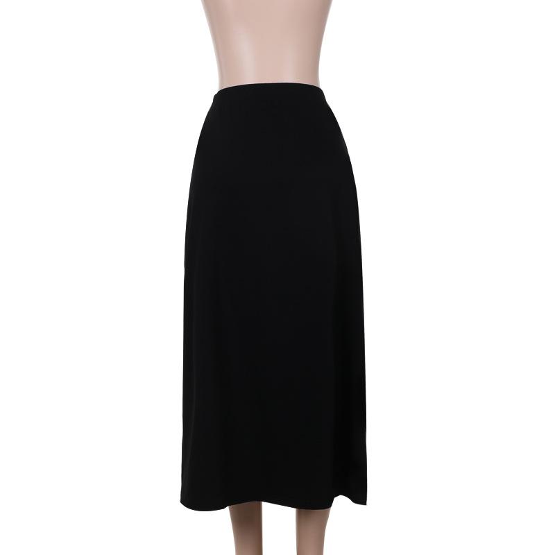 High slit solid metal maxi skirt