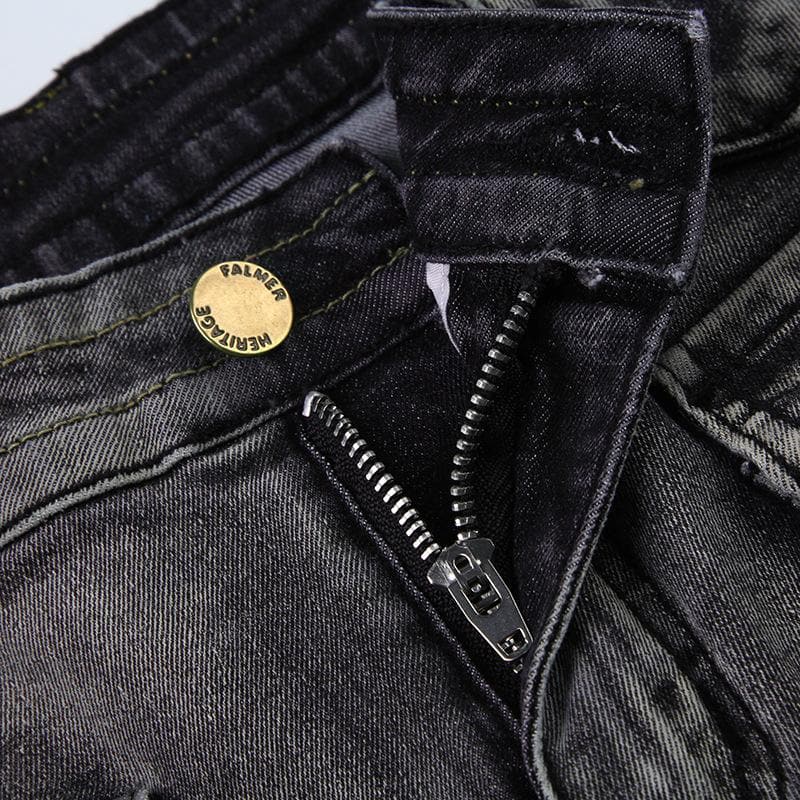 Pocket button solid low rise flared jeans