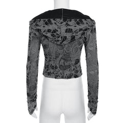 Hoodie long sleeve hollow out top