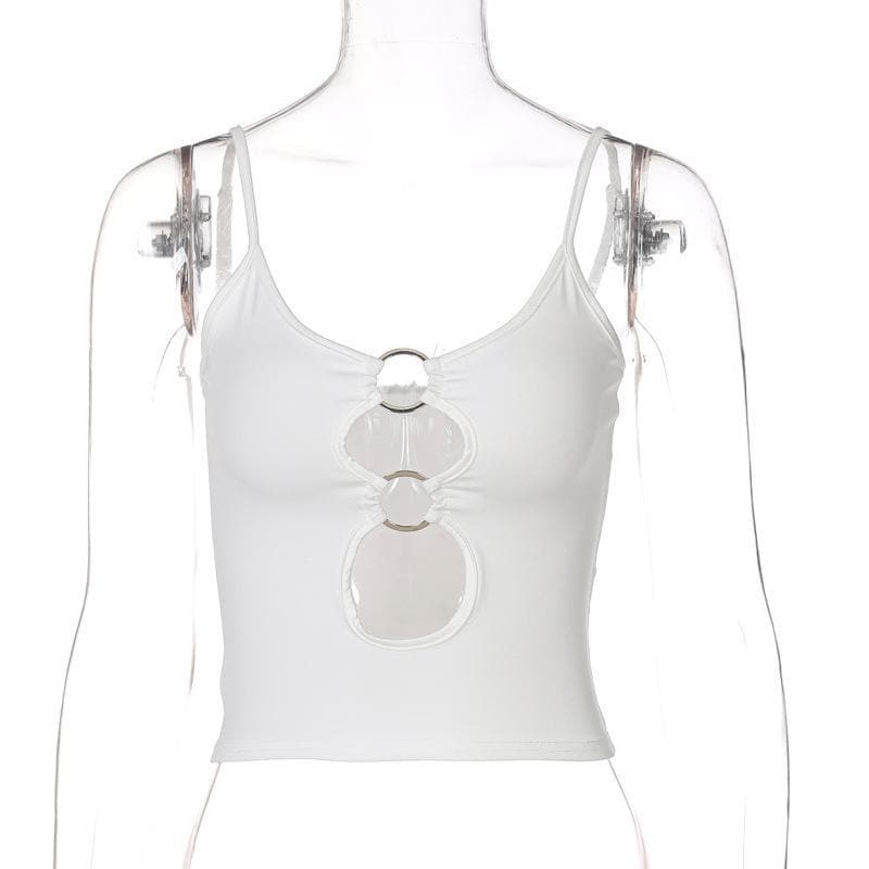 Hollow out low cut ring cami cut out top