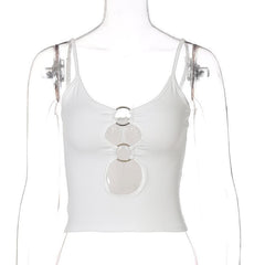 Hollow out low cut ring cami cut out top