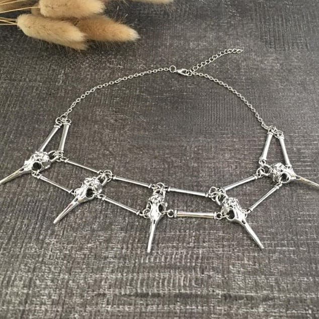 Skull pendant layered chain necklace