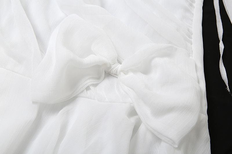 Halter off shoulder chiffon bowknot ruffle mini dress