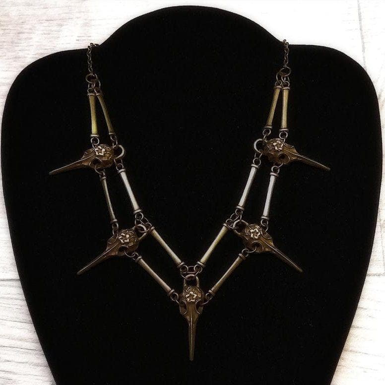 Skull pendant layered chain necklace