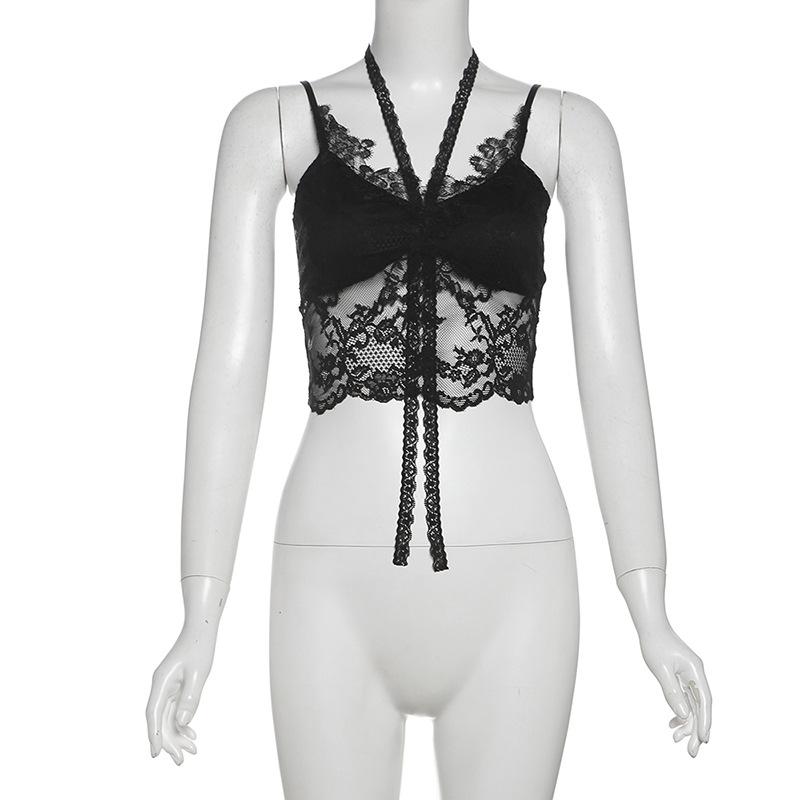 Halter v neck lace cami top