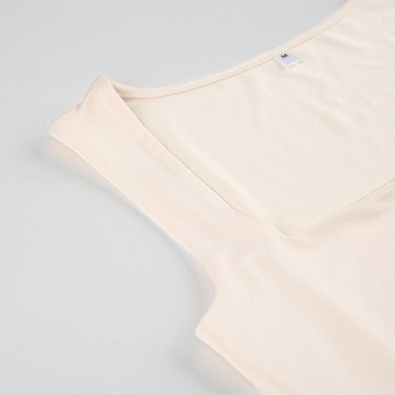 Square neck solid sleeveless tank bodysuit