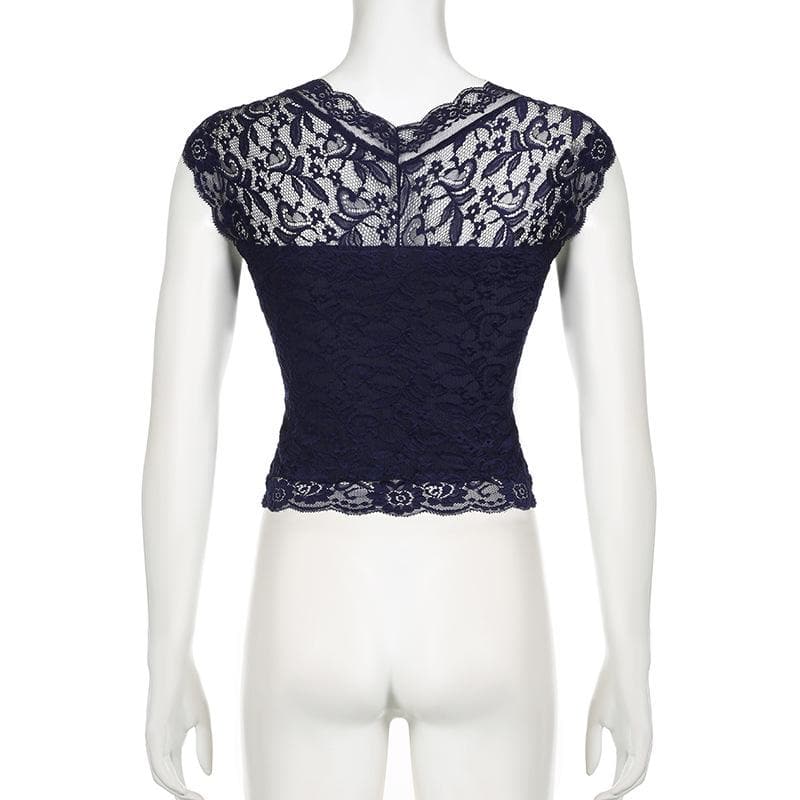 Cap sleeve ruched patchwork lace top