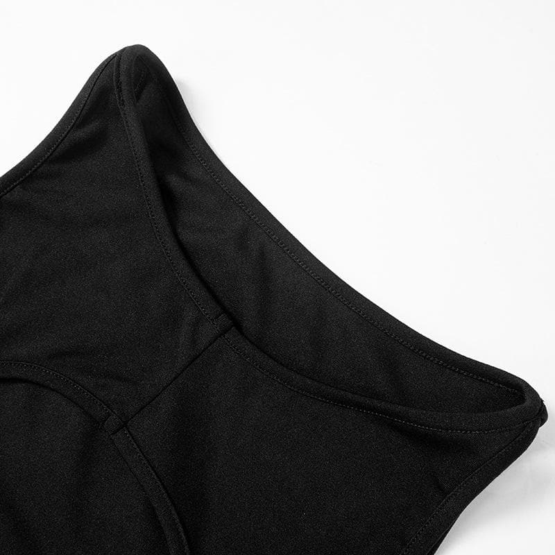 Hollow out bowknot irregular crewneck cut out top