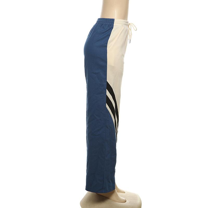 Drawstring medium rise pocket patchwork contrast pant