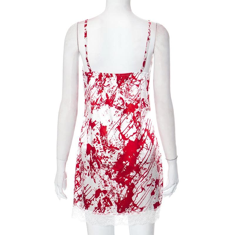 Lace hem contrast v neck backless cami mini dress  | red tango dress