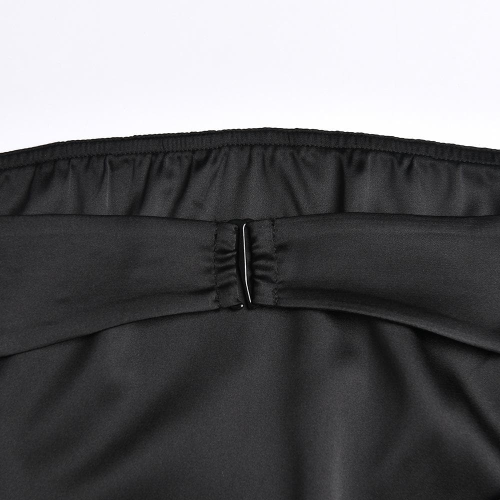Satin hollow out backless A line solid tube mini dress