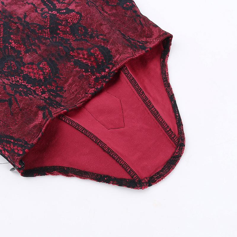 Velvet lace hem corset cami top