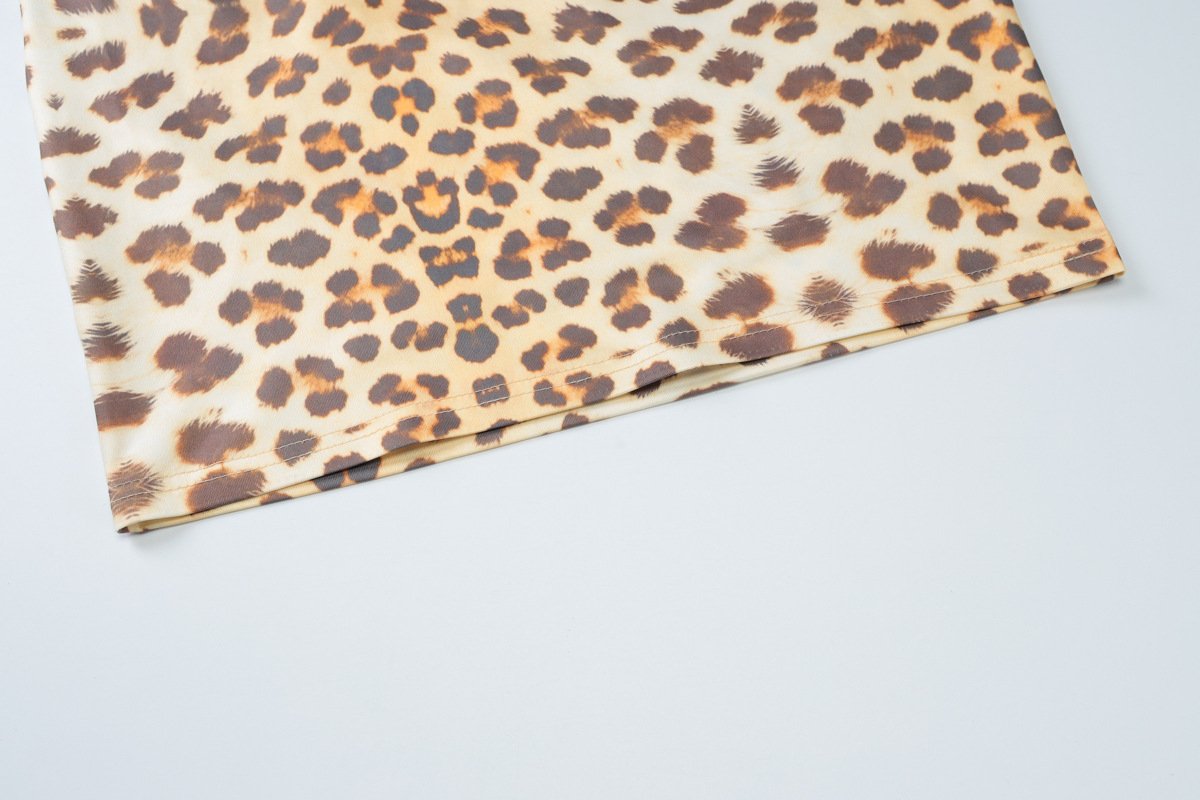 Square neck leopard print mini dress
