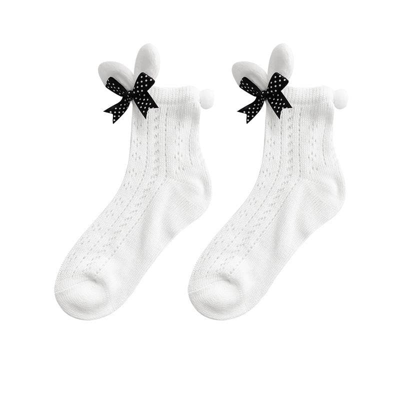 Bowknot bunny ears applique long socks