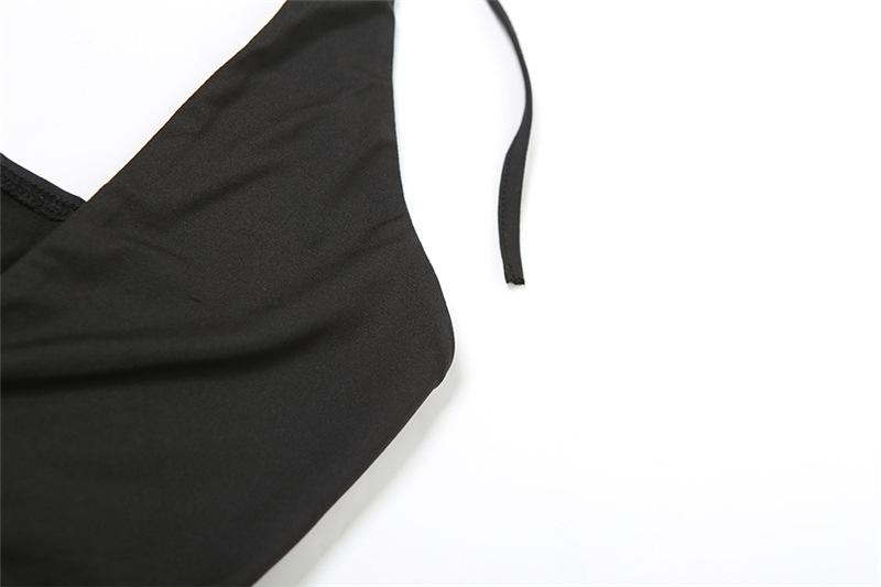 Halter v neck hollow out 2 piece cami bodysuit