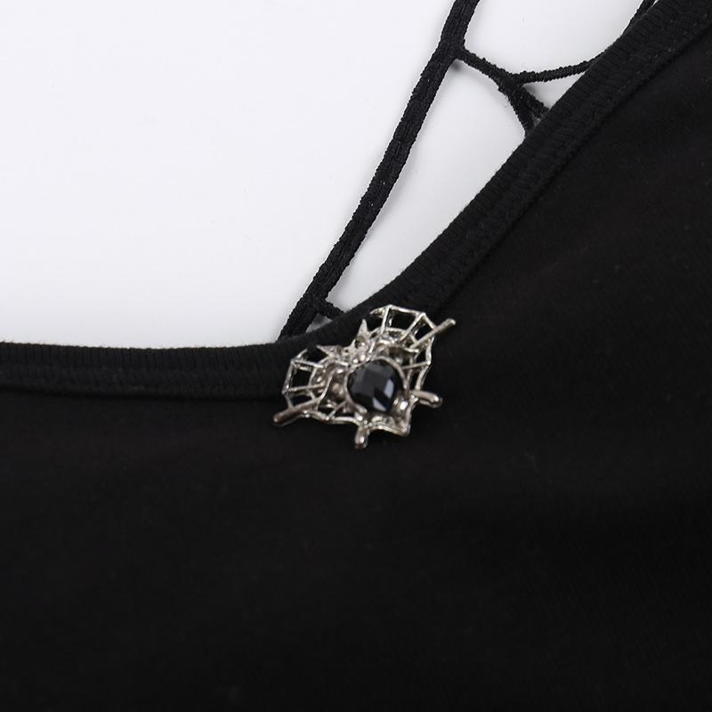 Heart applique spider web padded cami top