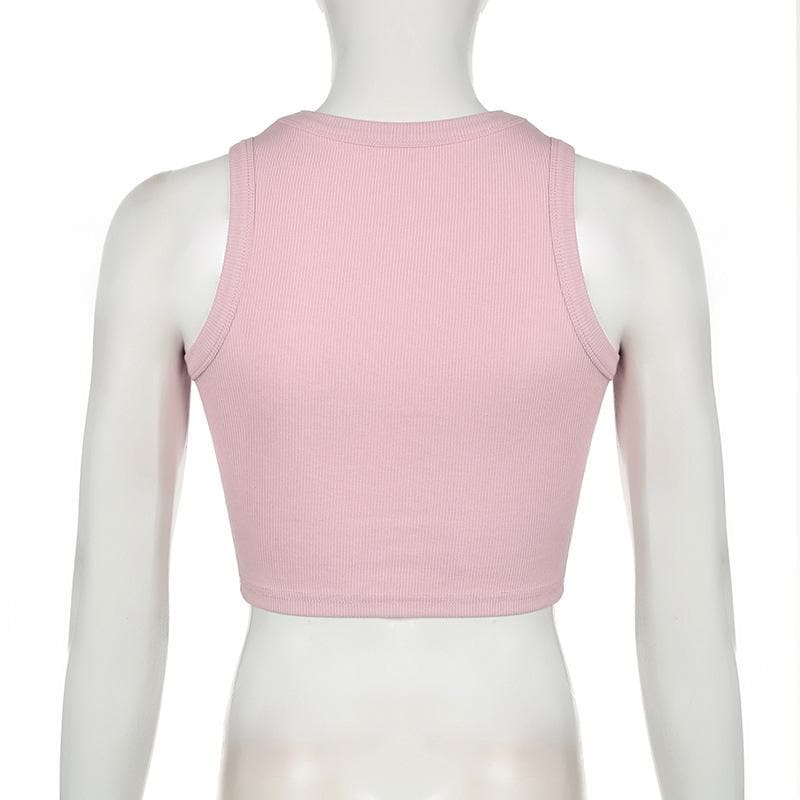 Crewneck letter print stitch tank top