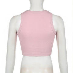 Crewneck letter print stitch tank top