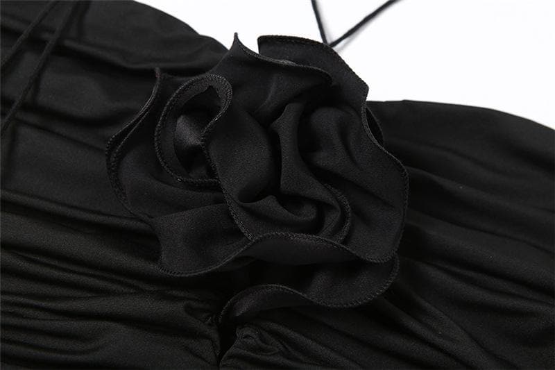 Ruched appliques solid top