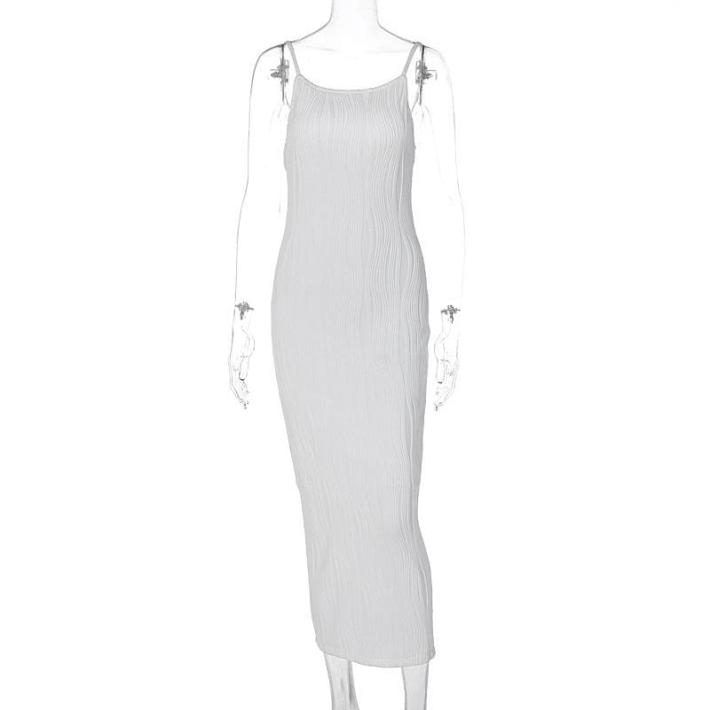 Textured slit backless solid cami midi dress  | red tango dress