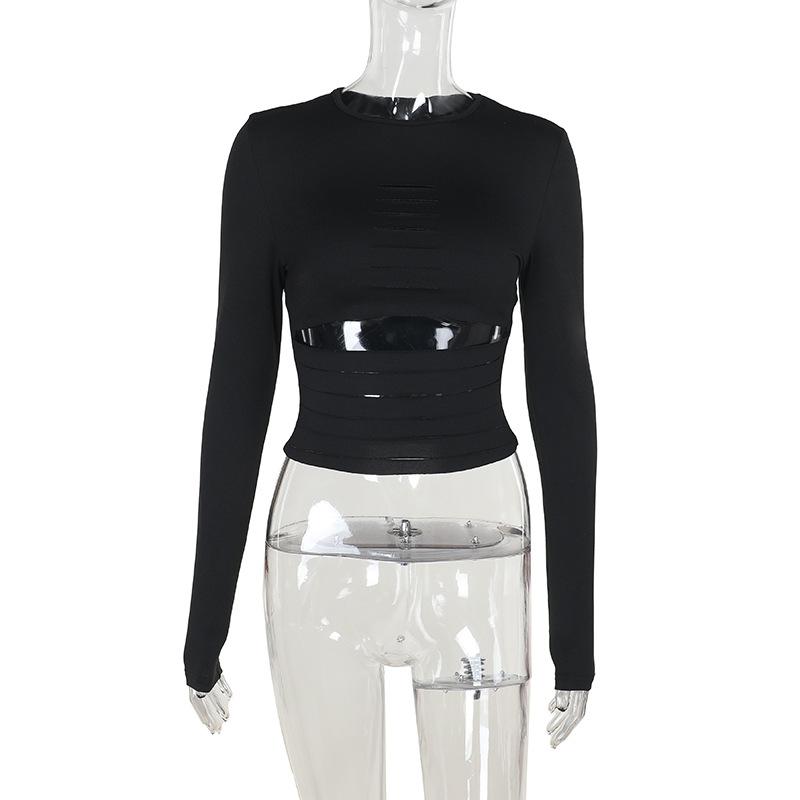 Long sleeve hollow out crop top