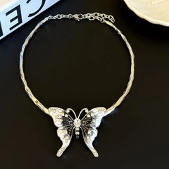 Butterfly rhinestone choker necklace