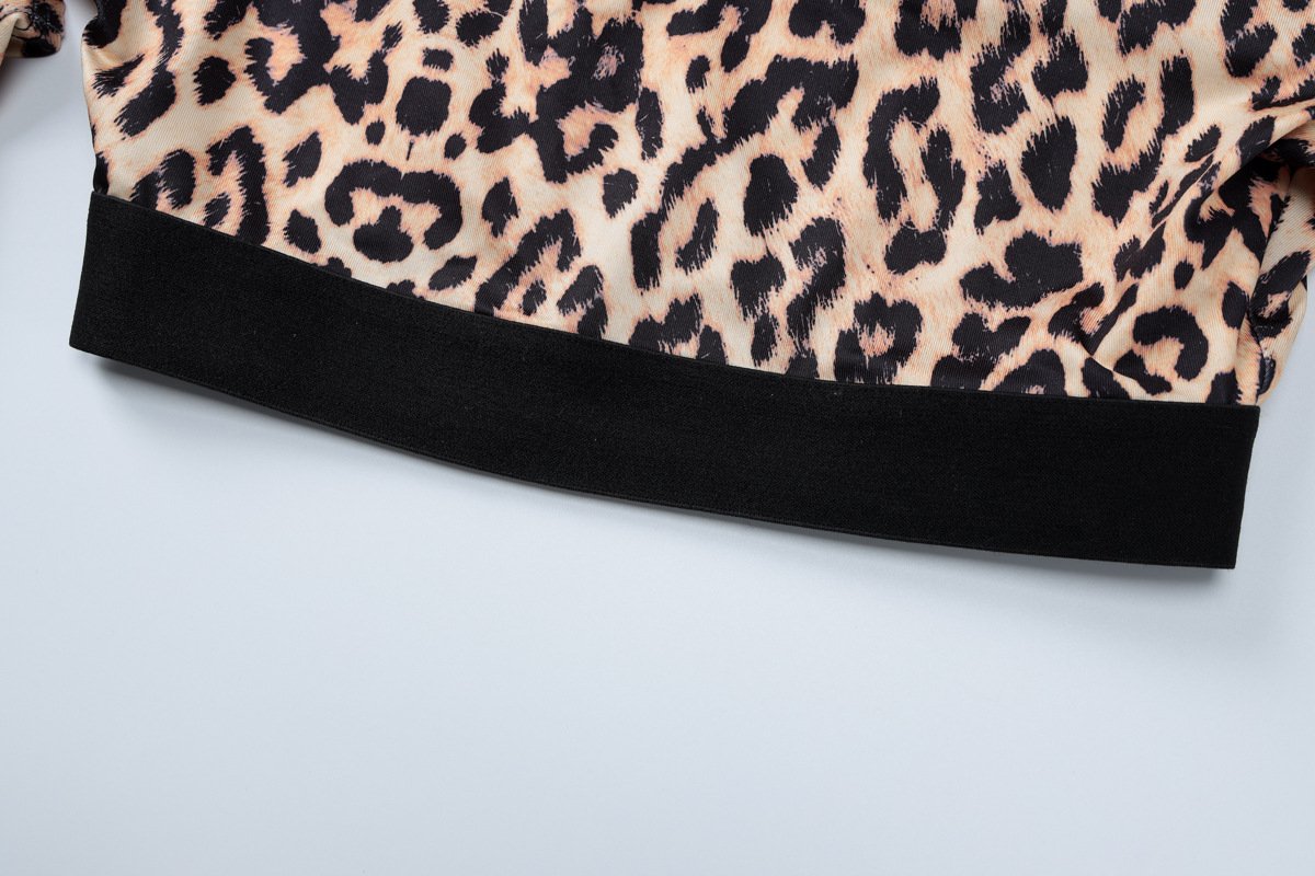 Leopard print u neck high rise pant set