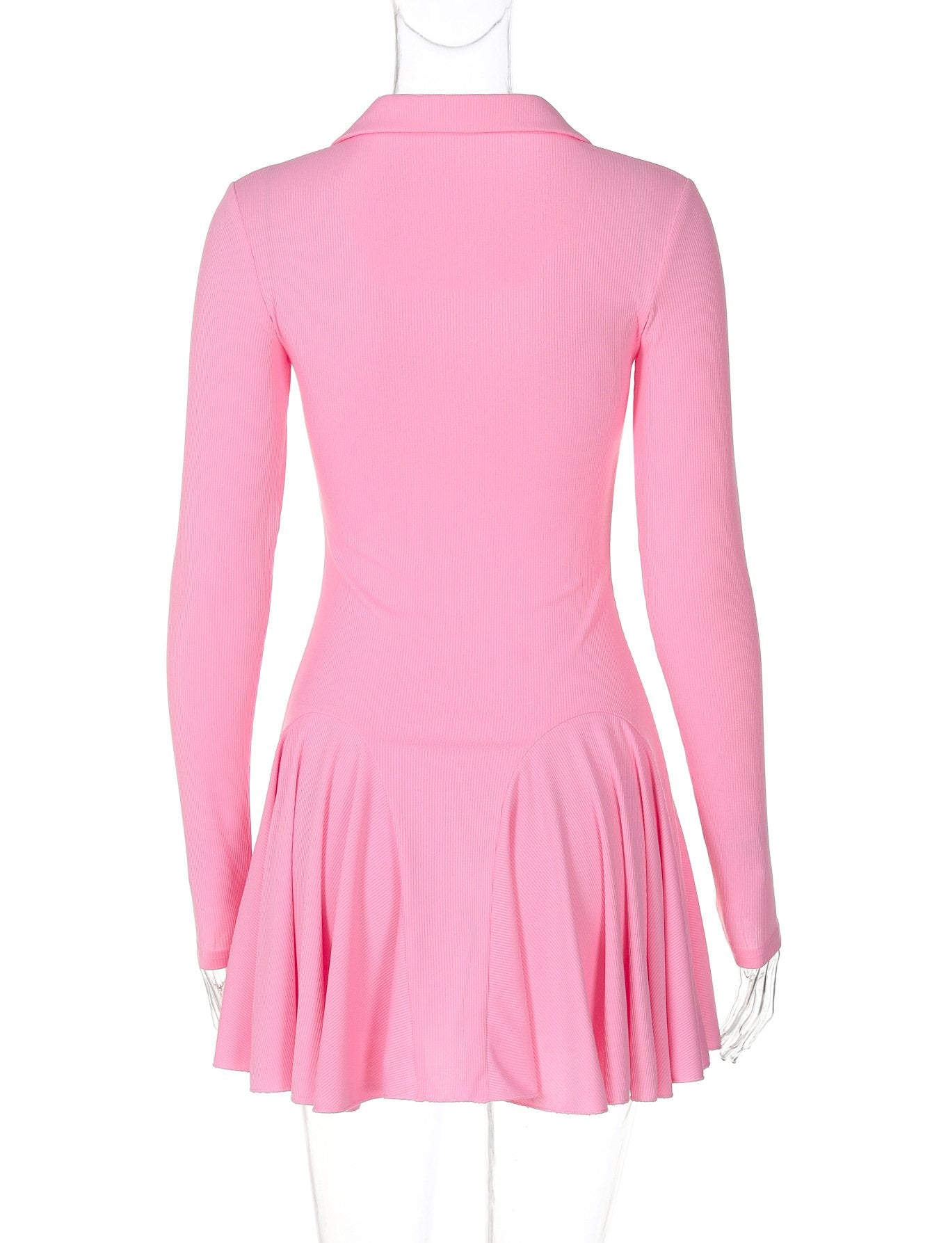 Turnover collar long sleeve solid mini dress  | red tango dress