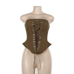 Corset backless lace up tube top