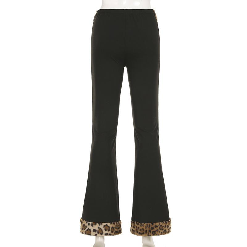 Leopard print fluffy low rise pant