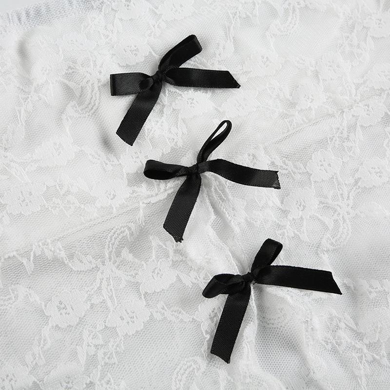 Bowknot lace slit tube top