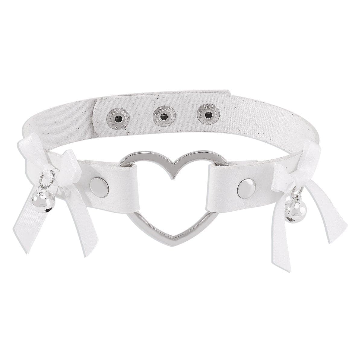 Bowknot bell heart ring button PU choker necklace