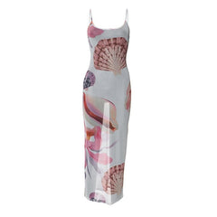 Sheer mesh flower print cami maxi dress  | samba dress