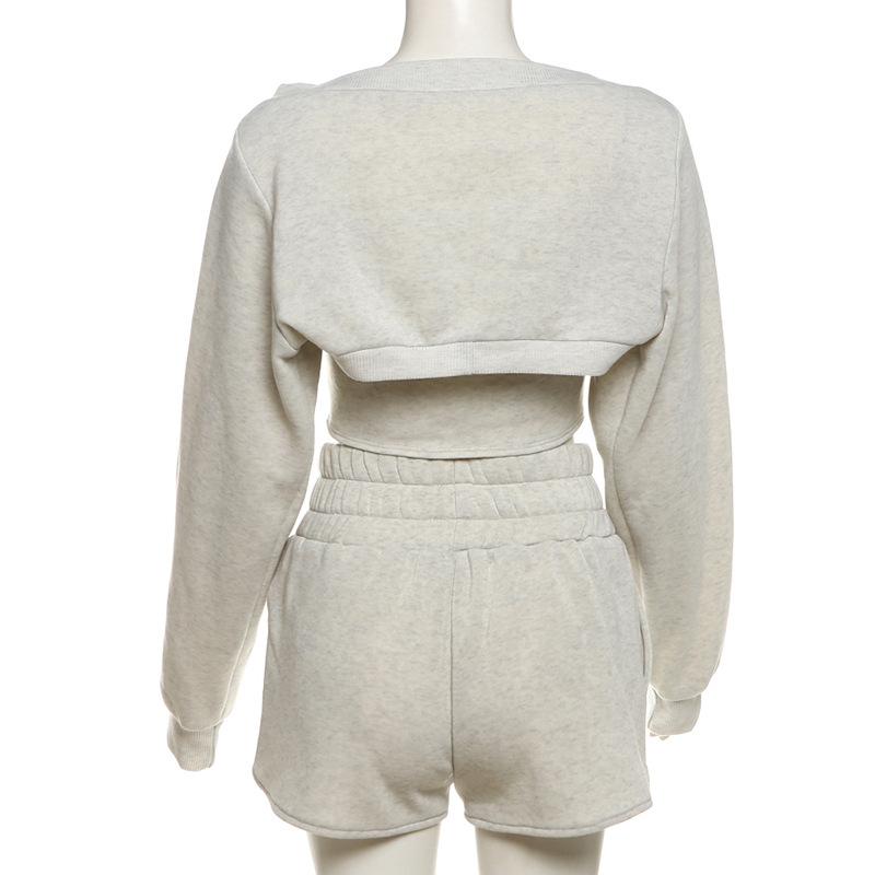 Long sleeve shrug short pant set