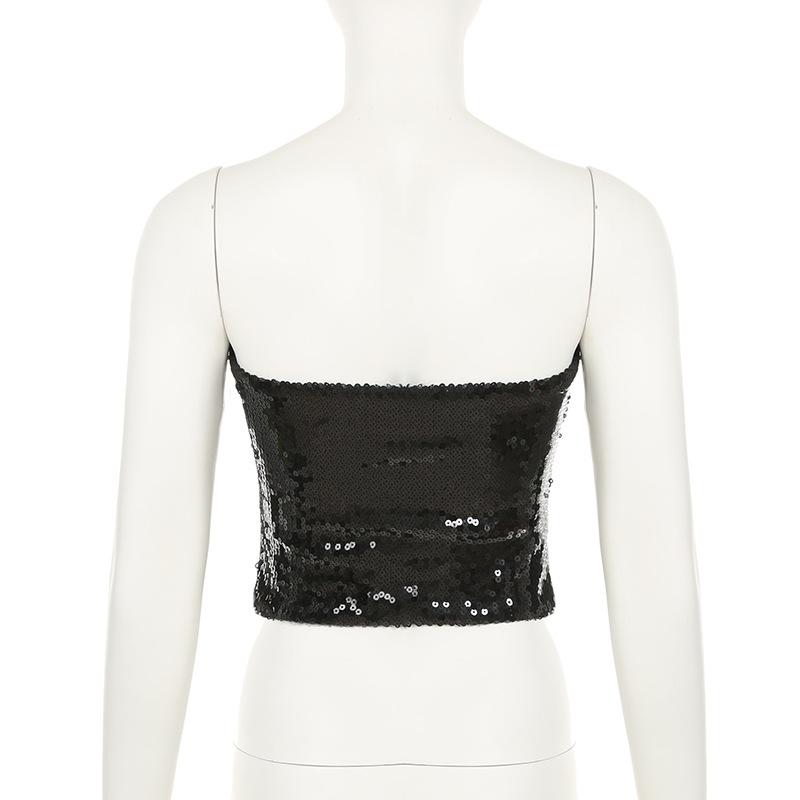 Glitter backless solid tube top